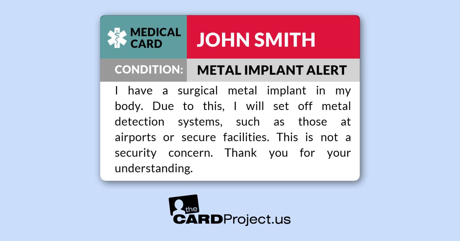 Metal Implant ID Card (FRONT)